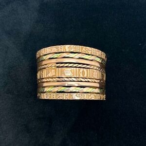 Vintage Copper Alpaca, and Brass Hieroglyphics Cuff Bracelet